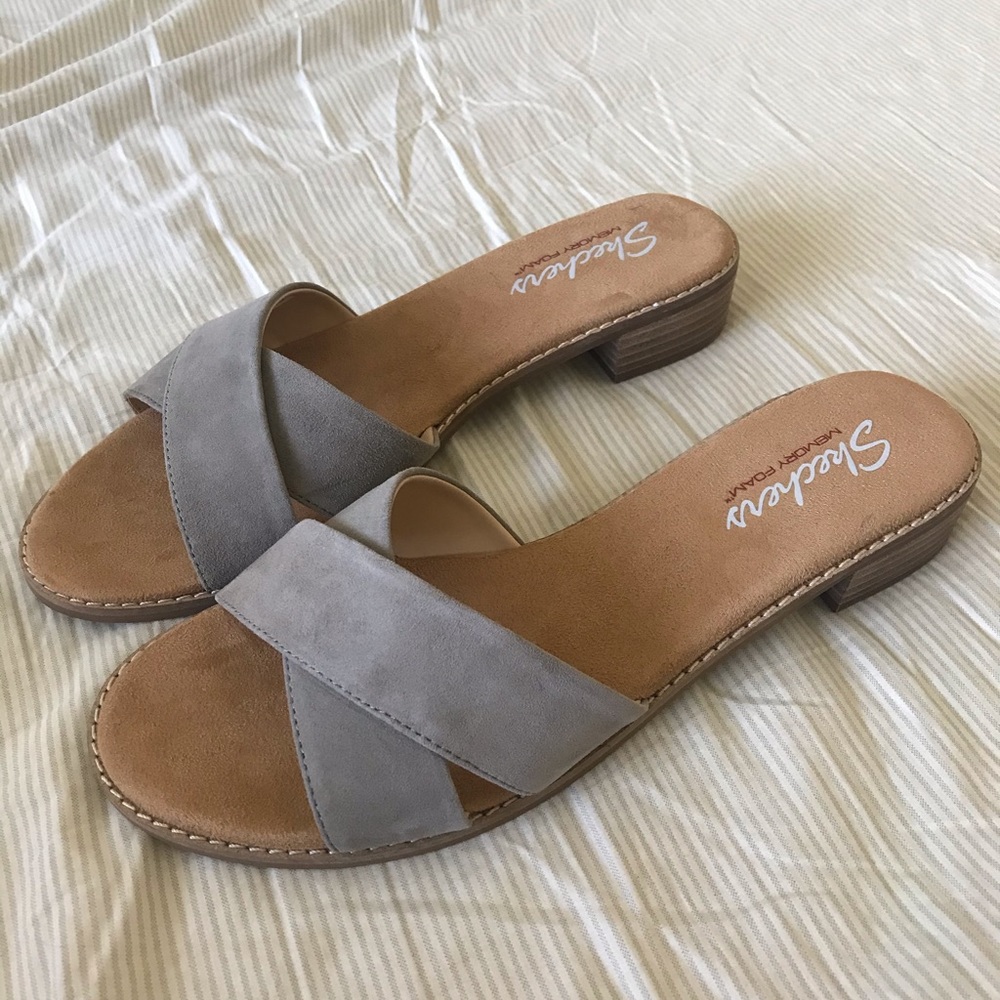 Gray Block Heel Sandal